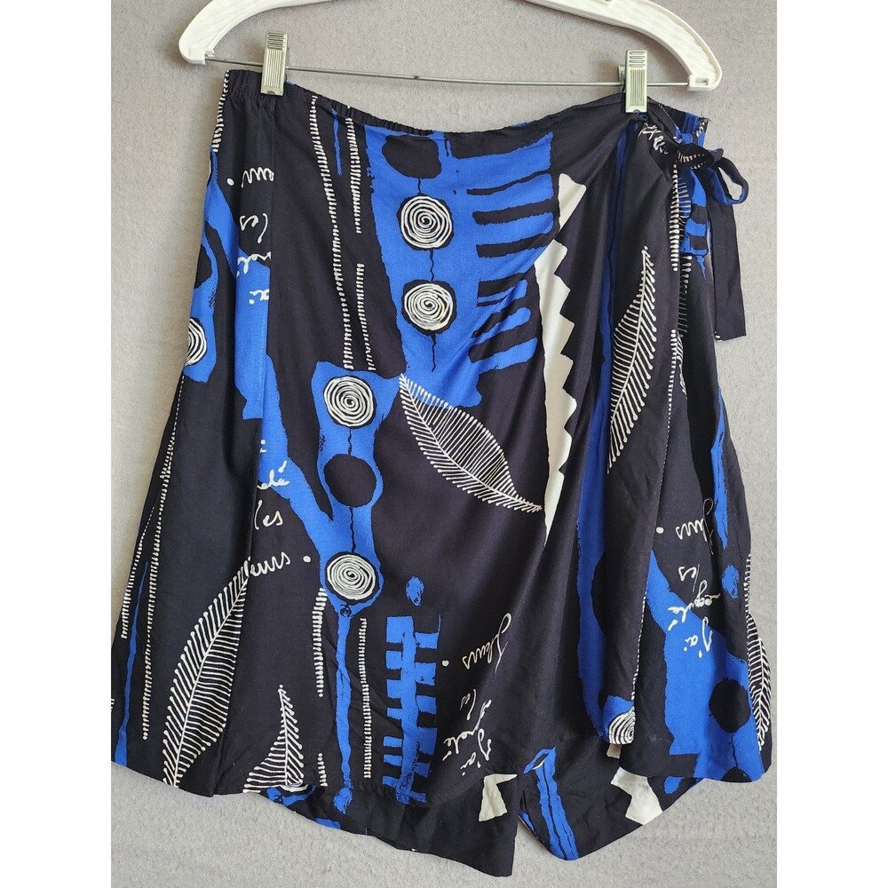Vintage Abstract Blue & Black Skort Shorts Under Skirt Sz 22 Plus Size 3X